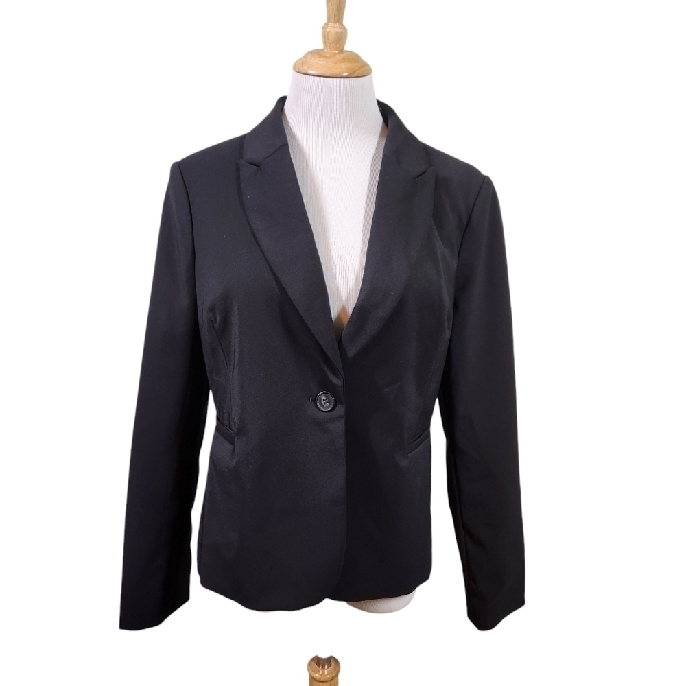 NWT Nicole Miller Black Blazer Long Sleeve  Stretch, sz XL